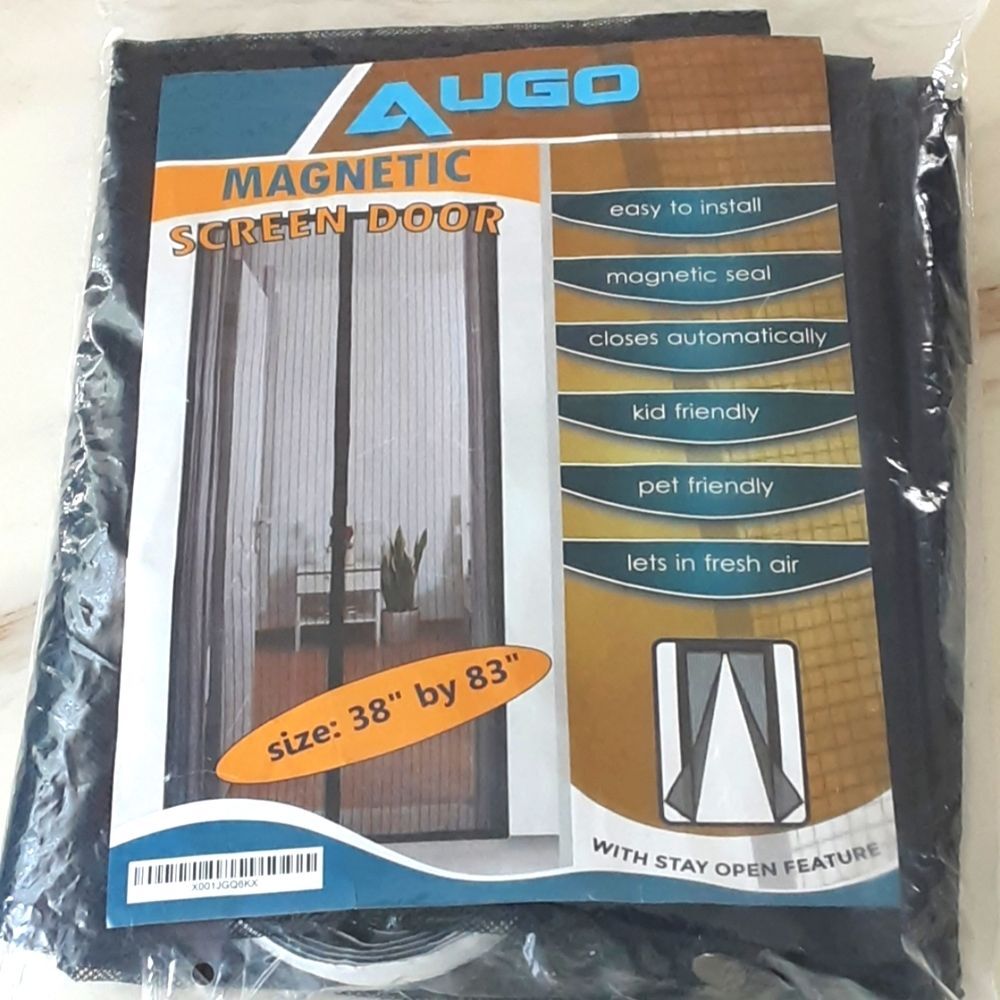 AUGO Black Magnetic Screen Door Self Sealing Heavy Duty 38"x 83" - NWOT